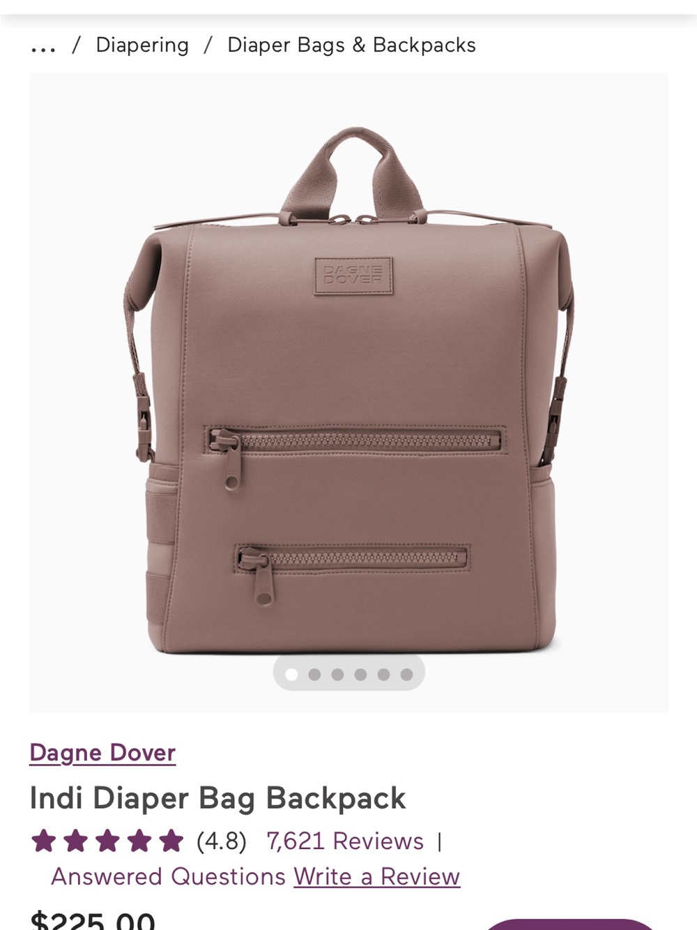 Dagne Dover Indi Diaper Bag Backpack in Mauve